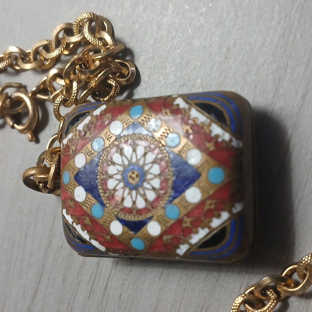 Vintage Gold and Multicolor Pendant Necklace Double Photo.. - Picture 4 of 10
